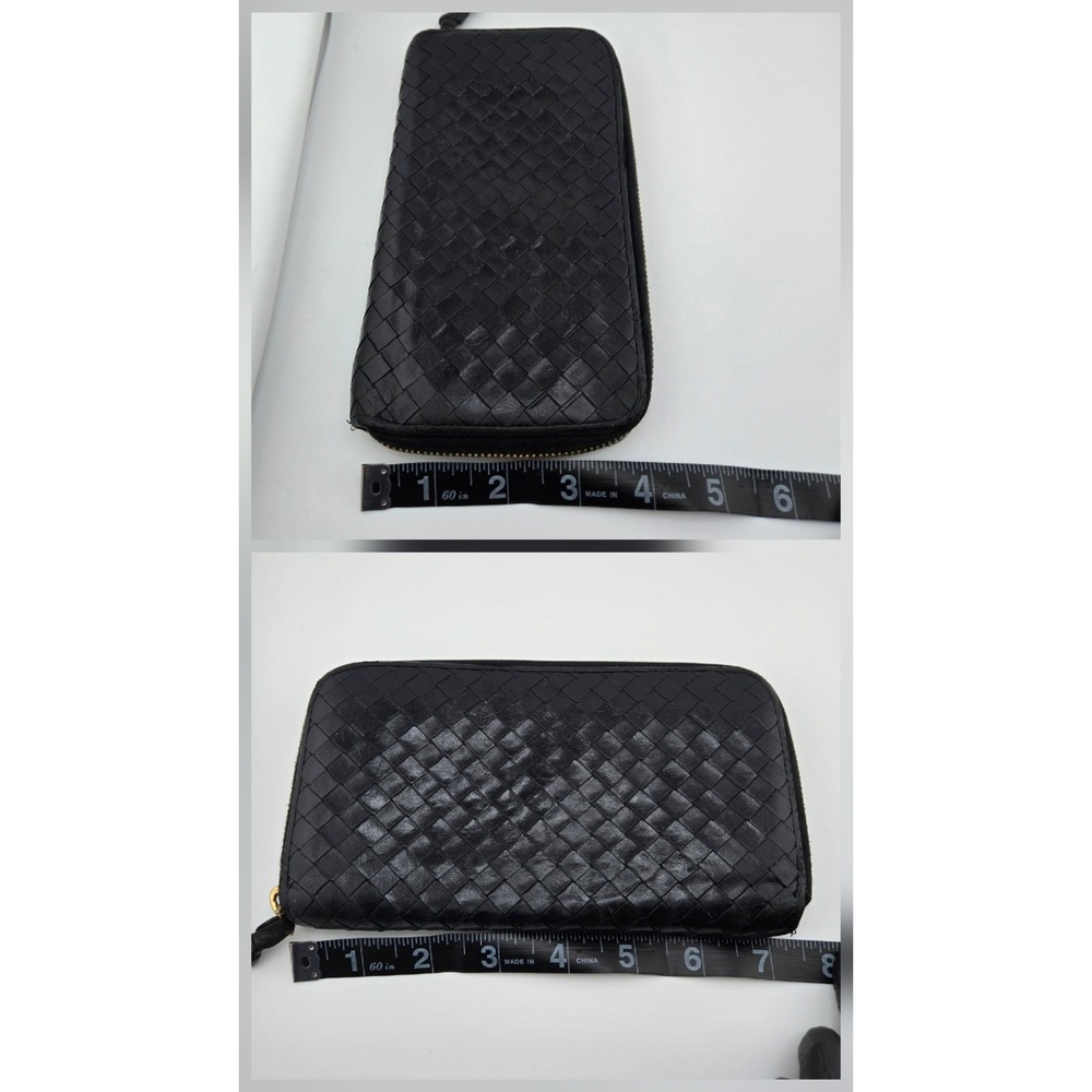 Bottega Veneta Intrecciato Leather Zip Around Wallet Black 114076 V0013 1000 - Picture 6 of 10